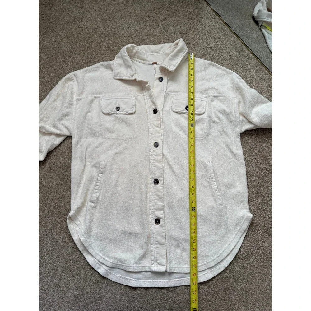 Free People Ruby Jacket Cream Small Oversized Button Down Collar Shacket